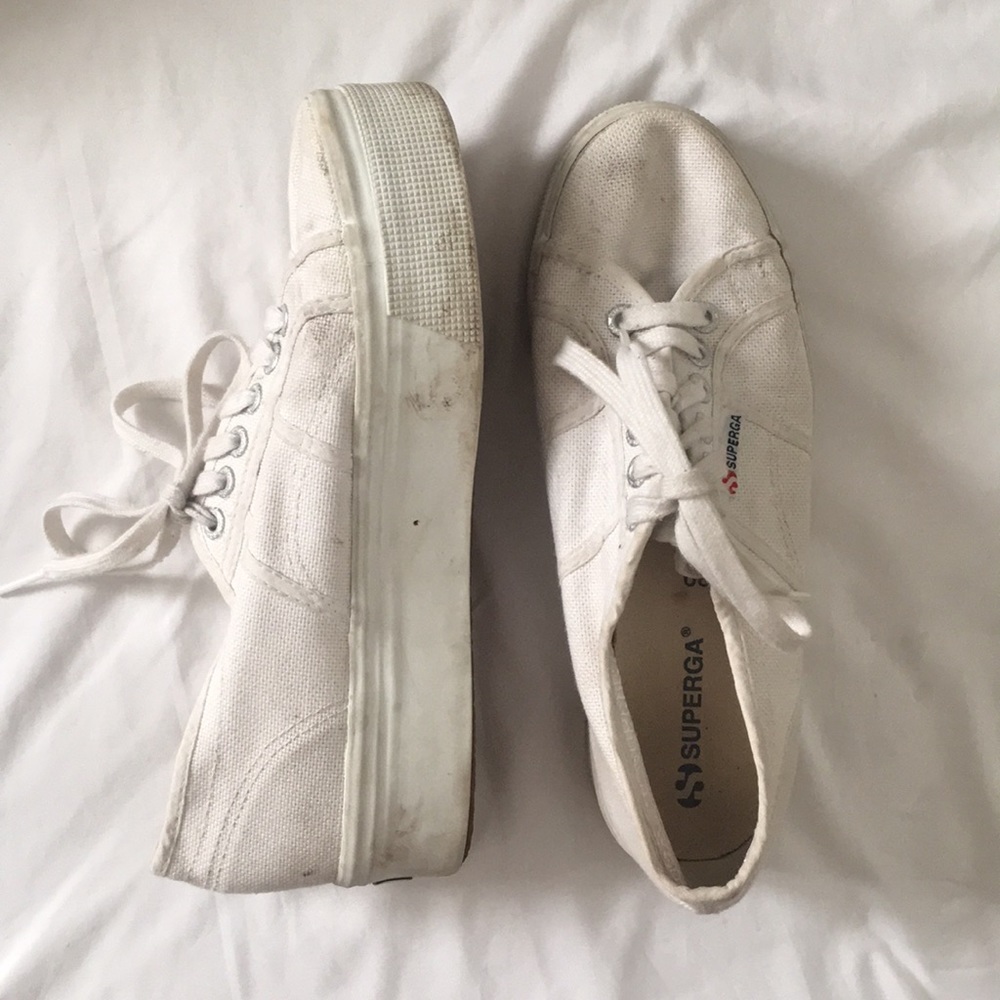 White Superga platform sneakers